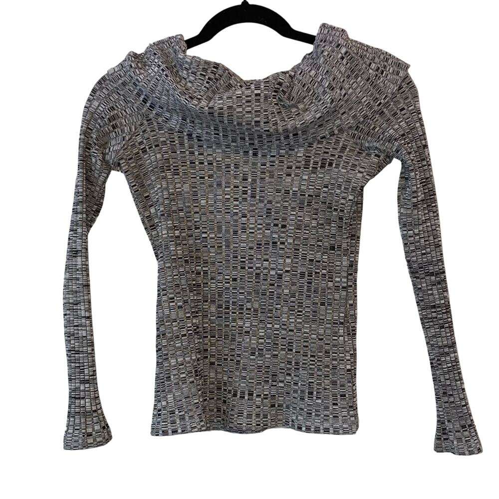 River Island Size 8 Textured Knit Top Long Sleeve Stretch Fitted